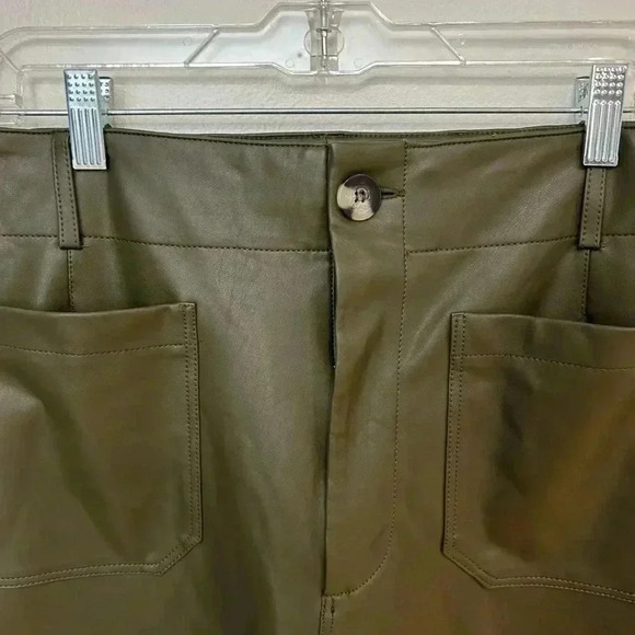 Anthropologie Maeve Collette wide leg faux leather MOSS pants size 32 - Picture 7 of 10